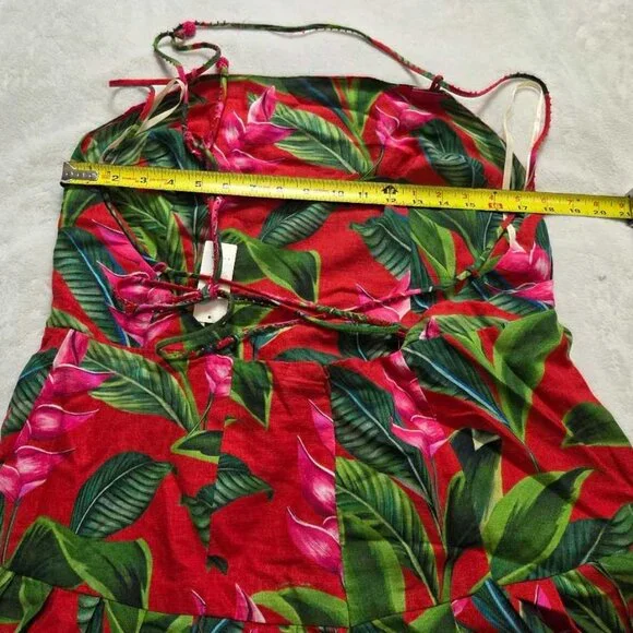 XL Farm Rio Anthropologie linen blend Dream Garden strappy drop-waist midi dress XL Farm Rio Anthropologie linen blend Dream Garden strappy drop-waist midi dress